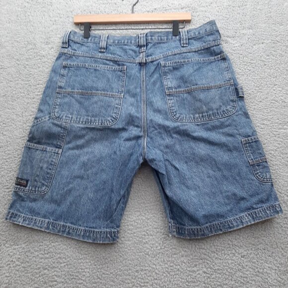 Vintage Wrangler Denim Jean Shorts Mens Size 36 Blue Relaxed Fit Carpenter Style - Picture 7 of 10